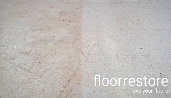 Half Cleaned Travertine Floor, before & after